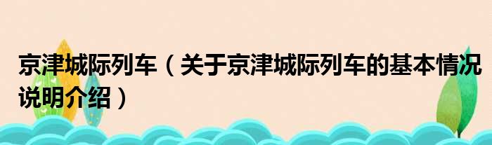 京津城际列车（关于京津城际列车的基本情况说明介绍）