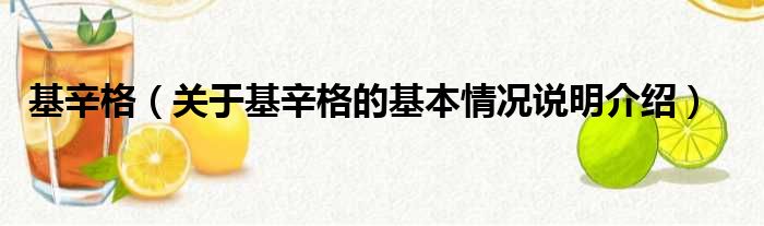 基辛格（关于基辛格的基本情况说明介绍）