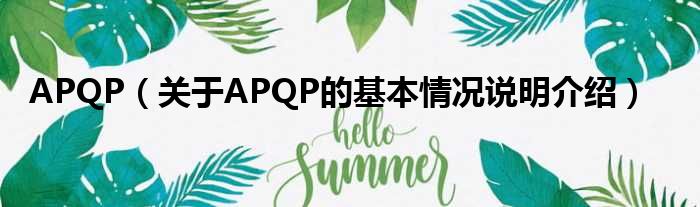 APQP（关于APQP的基本情况说明介绍）