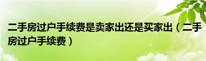  二手房过户手续费是卖家出还是买家出（二手房过户手续费）