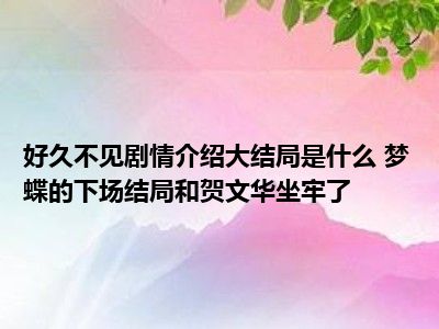 好久不见剧情介绍大结局是什么 梦蝶的下场结局和贺文华坐牢了