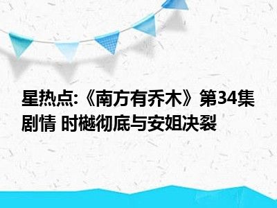 星热点:《南方有乔木》第34集剧情 时樾彻底与安姐决裂