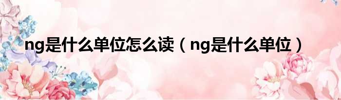 ng是什么单位怎么读（ng是什么单位）