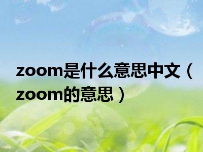 zoom是什么意思中文（zoom的意思）