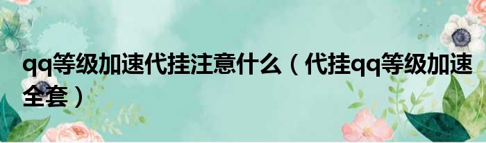 qq等级加速代挂注意什么（代挂qq等级加速全套）