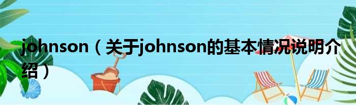 johnson（关于johnson的基本情况说明介绍）