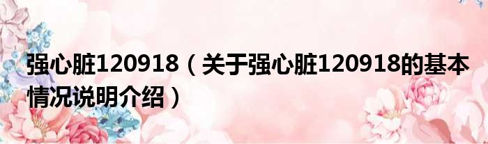 强心脏120918（关于强心脏120918的基本情况说明介绍）