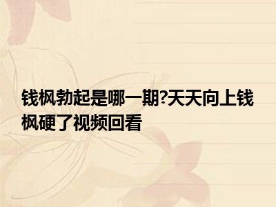 钱枫勃起是哪一期 天天向上钱枫硬了视频回看