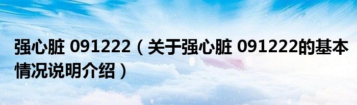 强心脏 091222（关于强心脏 091222的基本情况说明介绍）