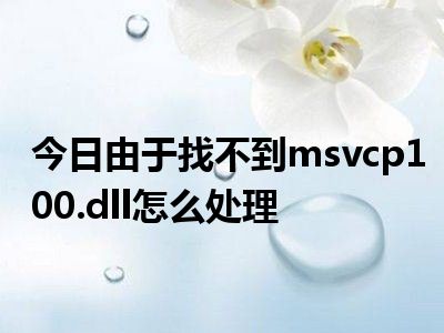 今日由于找不到msvcp100.dll怎么处理