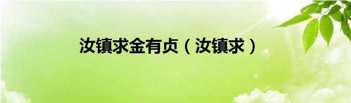  汝镇求金有贞（汝镇求）