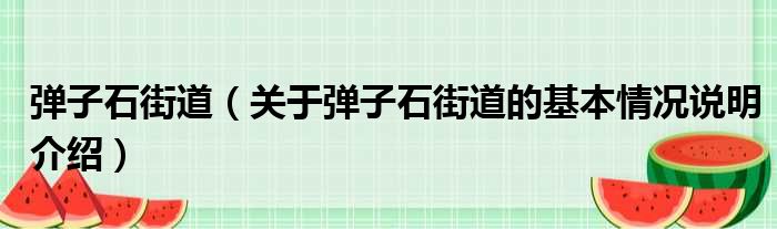 弹子石街道（关于弹子石街道的基本情况说明介绍）