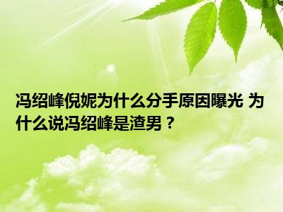 冯绍峰倪妮为什么分手原因曝光 为什么说冯绍峰是渣男？