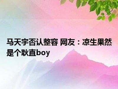 马天宇否认整容 网友：凉生果然是个耿直boy