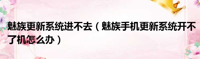 魅族更新系统进不去（魅族手机更新系统开不了机怎么办）