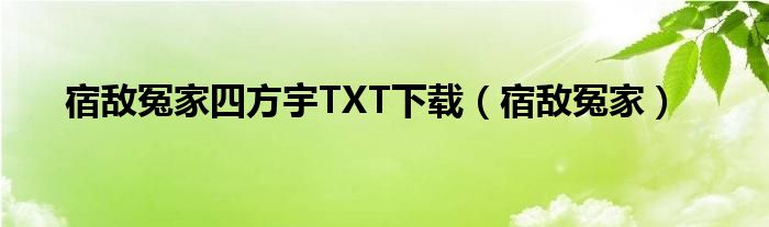  宿敌冤家四方宇TXT下载（宿敌冤家）