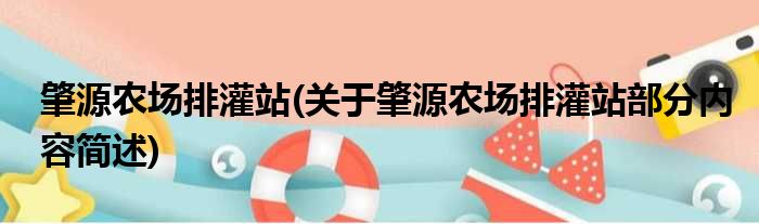 肇源农场排灌站(关于肇源农场排灌站部分内容简述)