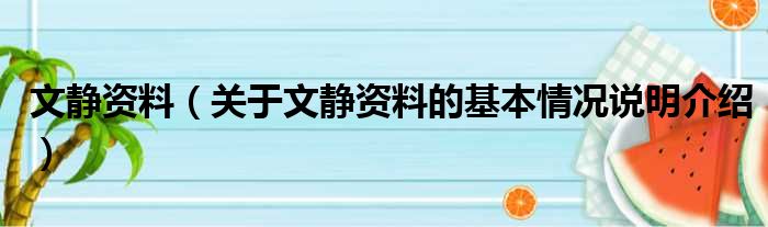 文静资料（关于文静资料的基本情况说明介绍）