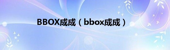  BBOX成成（bbox成成）