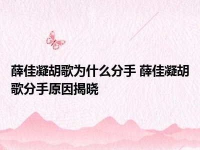 薛佳凝胡歌为什么分手 薛佳凝胡歌分手原因揭晓