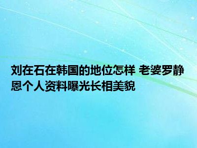 刘在石在韩国的地位怎样 老婆罗静恩个人资料曝光长相美貌