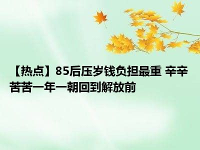 【热点】85后压岁钱负担最重 辛辛苦苦一年一朝回到解放前