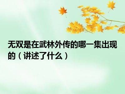 无双是在武林外传的哪一集出现的（讲述了什么）