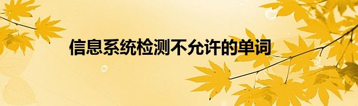  信息系统检测不允许的单词