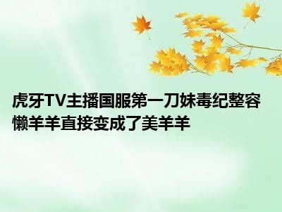 虎牙TV主播国服第一刀妹毒纪整容 懒羊羊直接变成了美羊羊