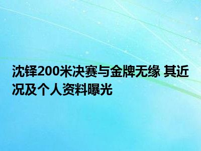 沈铎200米决赛与金牌无缘 其近况及个人资料曝光