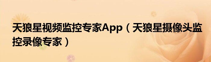  天狼星视频监控专家App（天狼星摄像头监控录像专家）