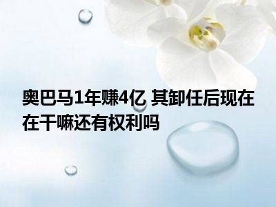 奥巴马1年赚4亿 其卸任后现在在干嘛还有权利吗