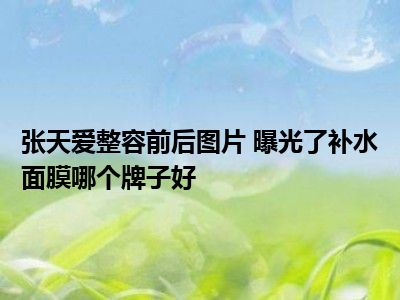 张天爱整容前后图片 曝光了补水面膜哪个牌子好