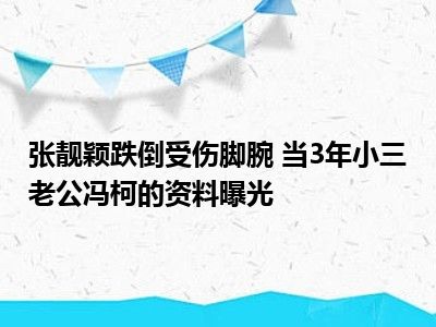 张靓颖跌倒受伤脚腕 当3年小三老公冯柯的资料曝光