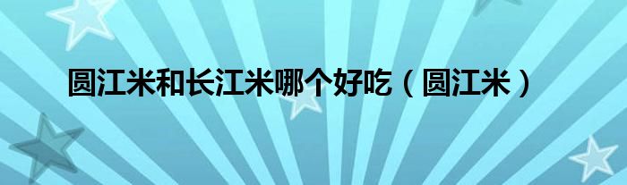  圆江米和长江米哪个好吃（圆江米）