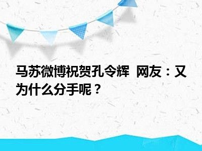 马苏微博祝贺孔令辉  网友：又为什么分手呢？