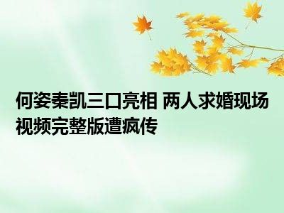 何姿秦凯三口亮相 两人求婚现场视频完整版遭疯传