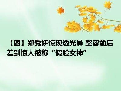 【图】郑秀妍惊现透光鼻 整容前后差别惊人被称“假脸女神”