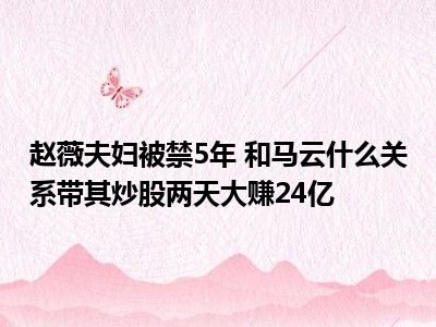 赵薇夫妇被禁5年 和马云什么关系带其炒股两天大赚24亿