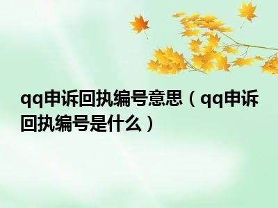 qq申诉回执编号意思（qq申诉回执编号是什么）