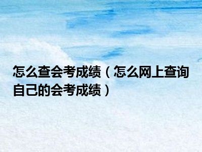 怎么查会考成绩（怎么网上查询自己的会考成绩）