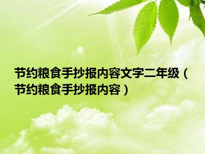 节约粮食手抄报内容文字二年级（节约粮食手抄报内容）