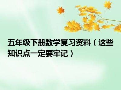 五年级下册数学复习资料（这些知识点一定要牢记）