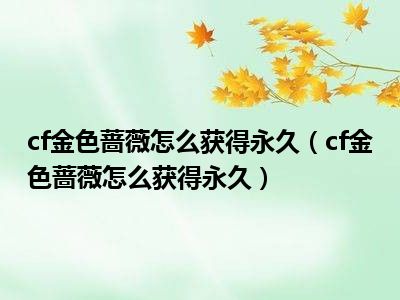 cf金色蔷薇怎么获得永久（cf金色蔷薇怎么获得永久）