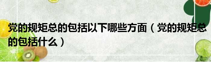 党的规矩总的包括以下哪些方面（党的规矩总的包括什么）