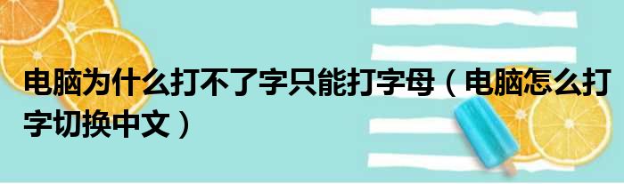 电脑为什么打不了字只能打字母（电脑怎么打字切换中文）