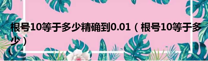 根号10等于多少精确到0.01（根号10等于多少）