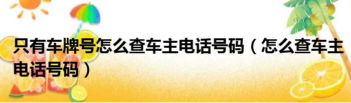 只有车牌号怎么查车主电话号码（怎么查车主电话号码）