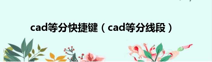 cad等分快捷键（cad等分线段）