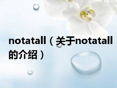 notatall（关于notatall的介绍）